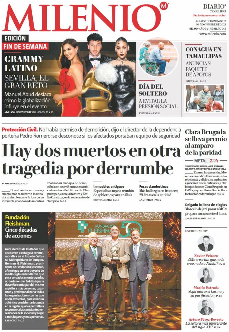 Portada de Milenio - Tamaulipas (México)