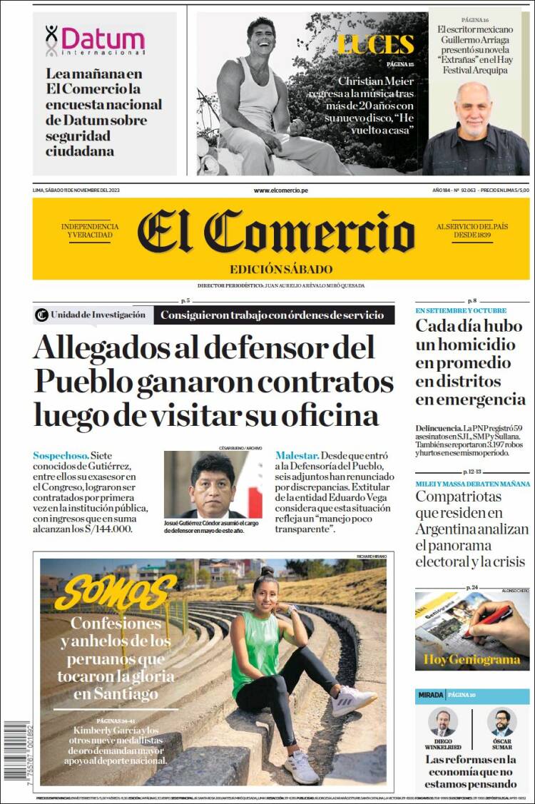 Portada de El Comercio (Perú)