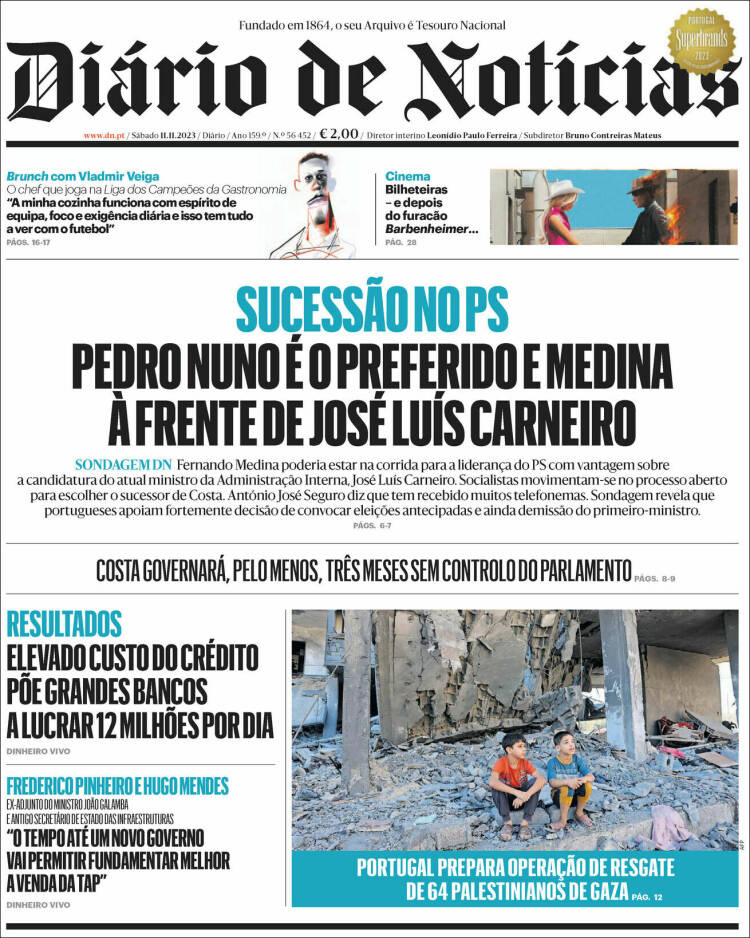Portada de Diário de Noticias (Portugal)