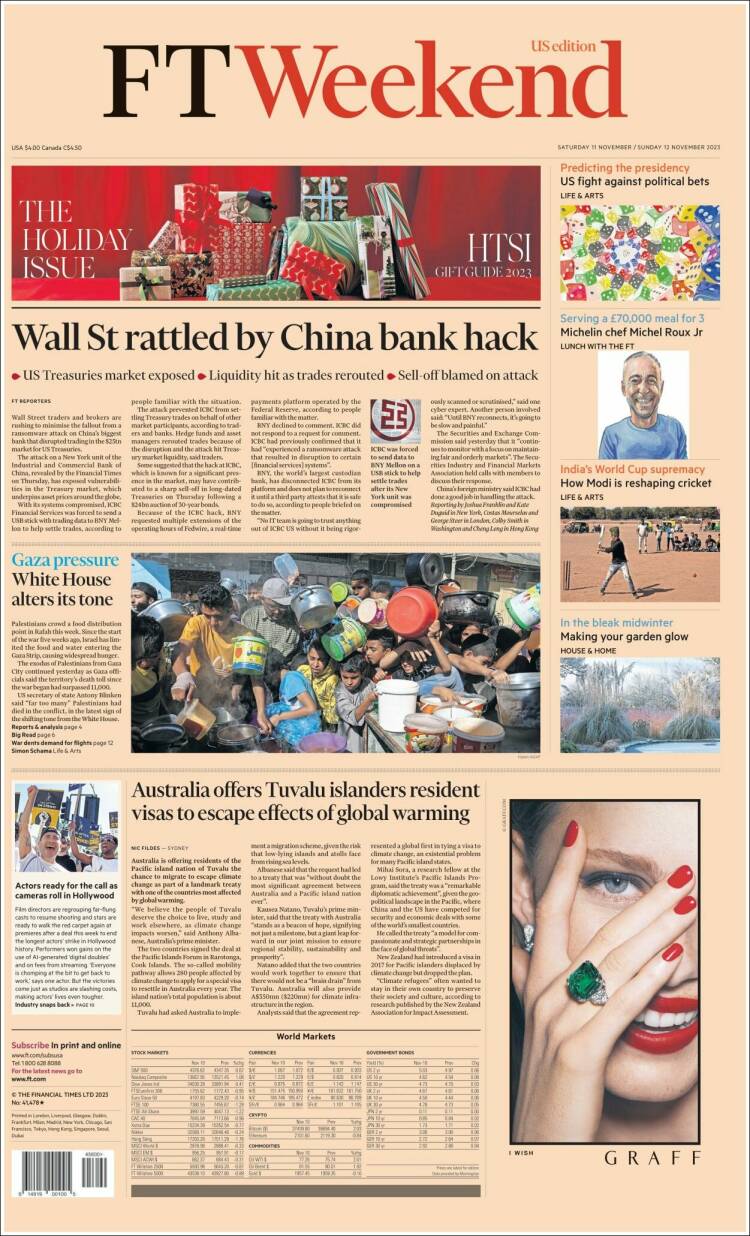 Portada de Financial Times (Reino Unido)