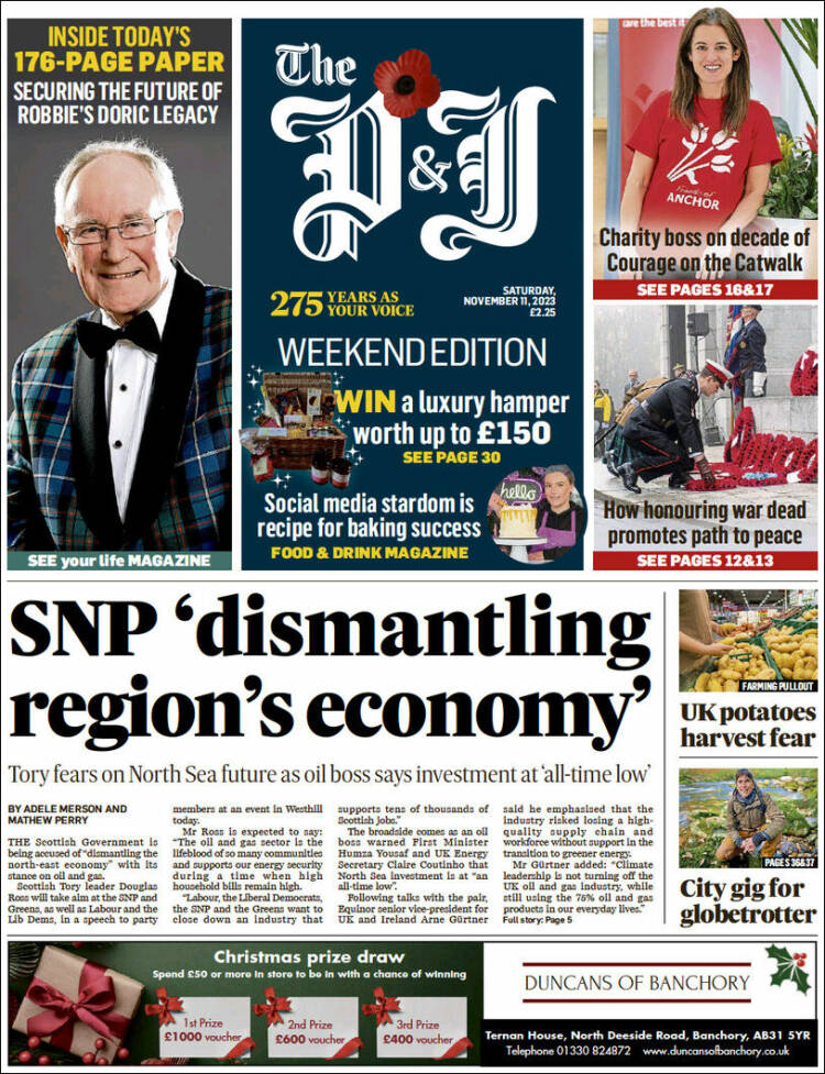 Portada de The Press and Journal (Reino Unido)