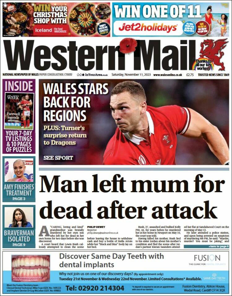 Portada de Western Mail (Reino Unido)