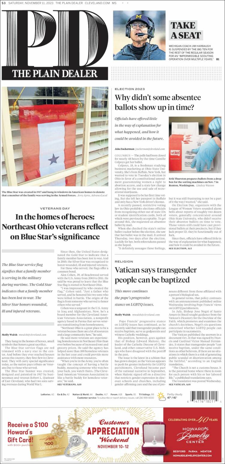 Portada de The Plain Dealer (USA)