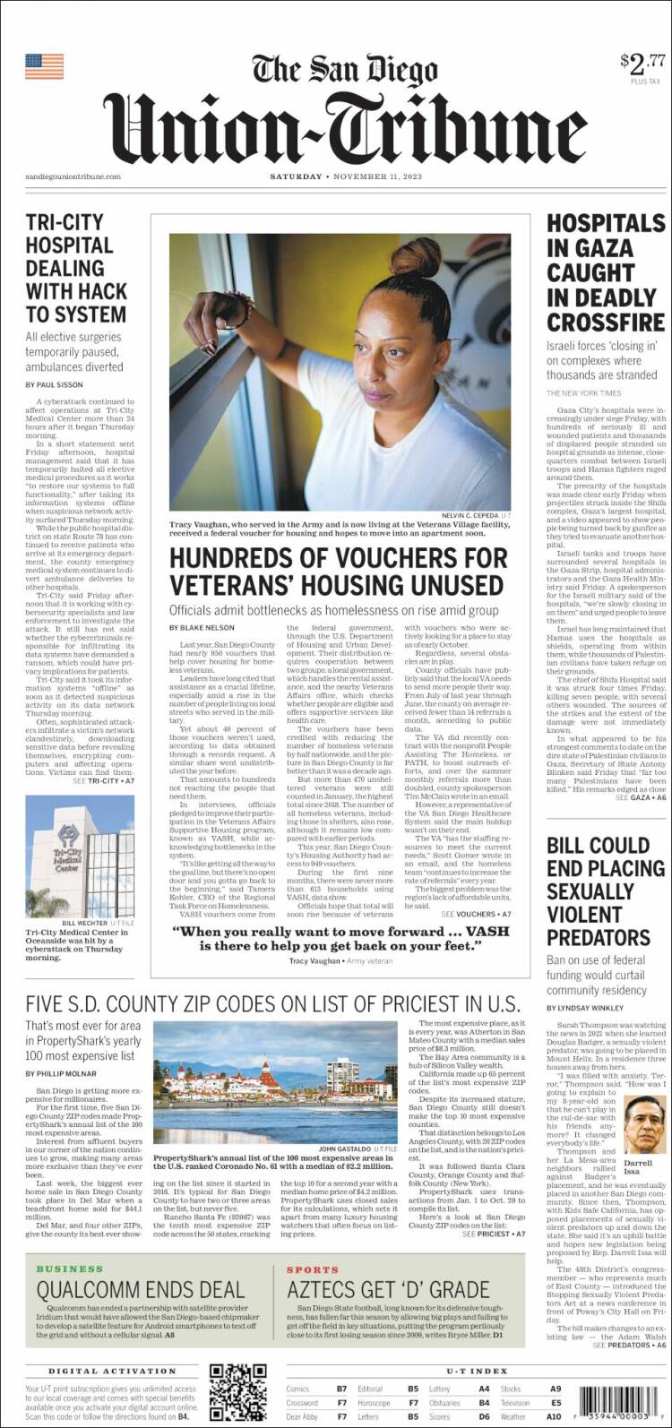 Portada de The San Diego Union-Tribune (USA)