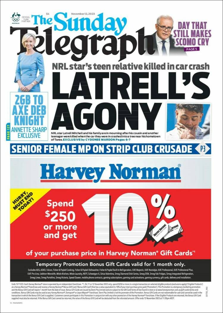 Portada de The Daily Telegraph (Australia)