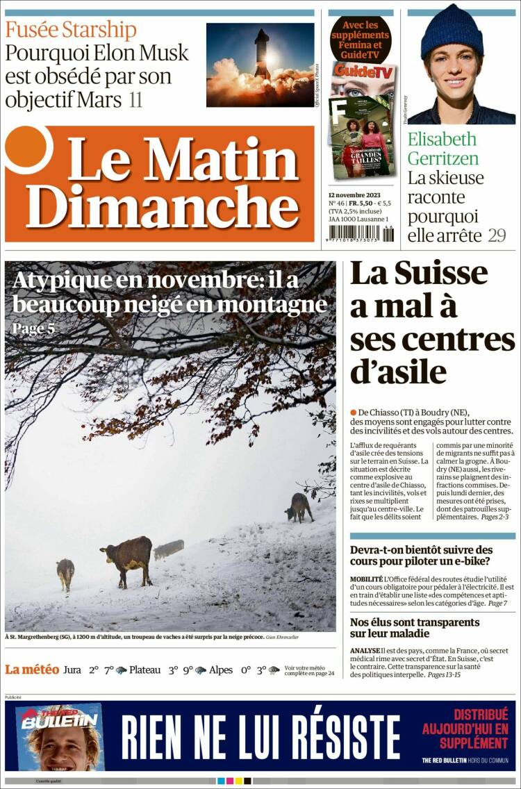 Portada de Le Matin (Suiza)