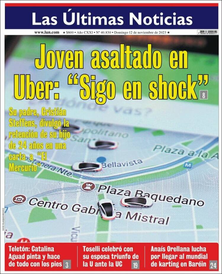 Portada de Las Últimas Noticias (Chile)