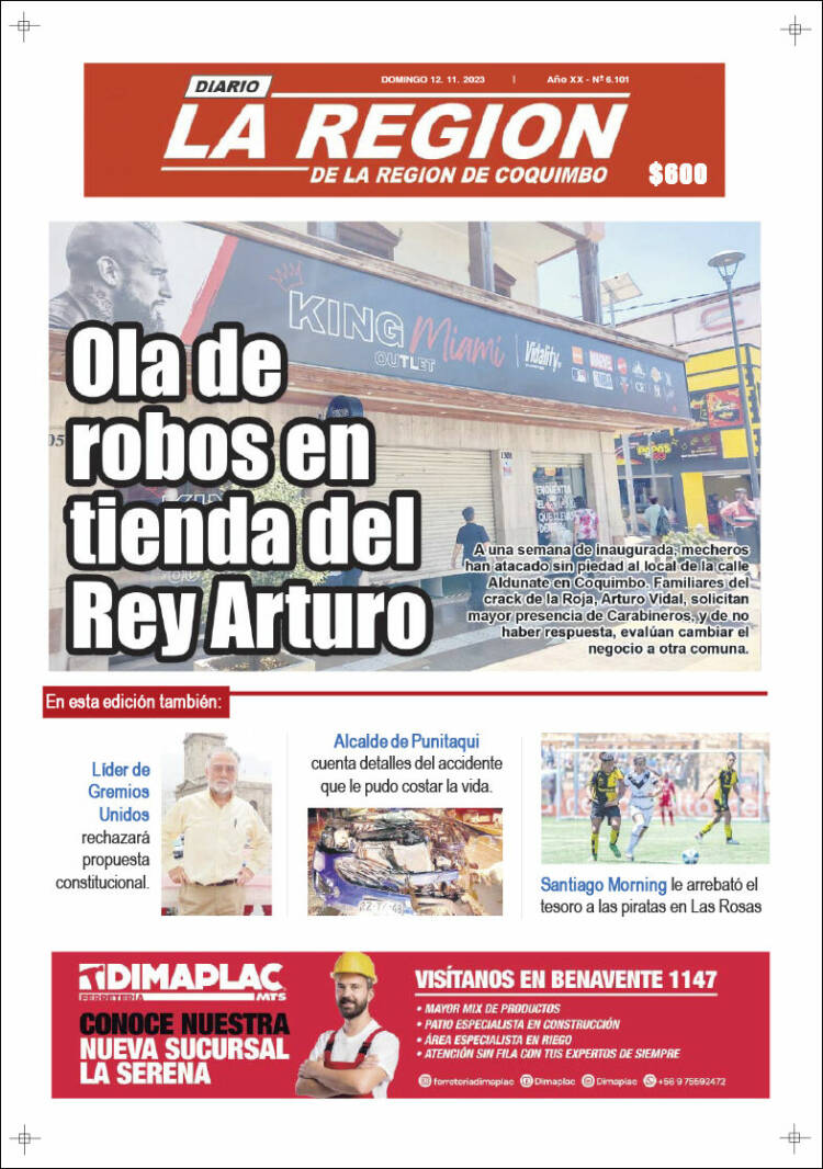 Portada de Diario La Región de Coquimbo (Chile)