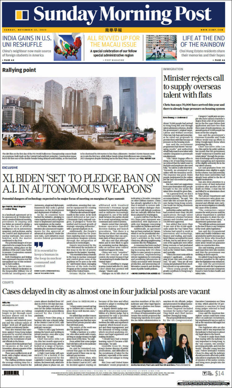 Portada de South China Morning Post (China)
