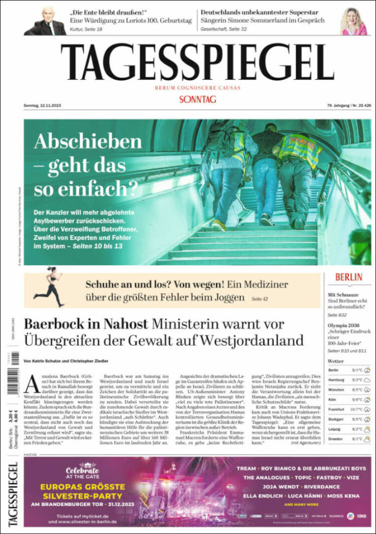 Portada de Der Tagesspiegel (Alemania)
