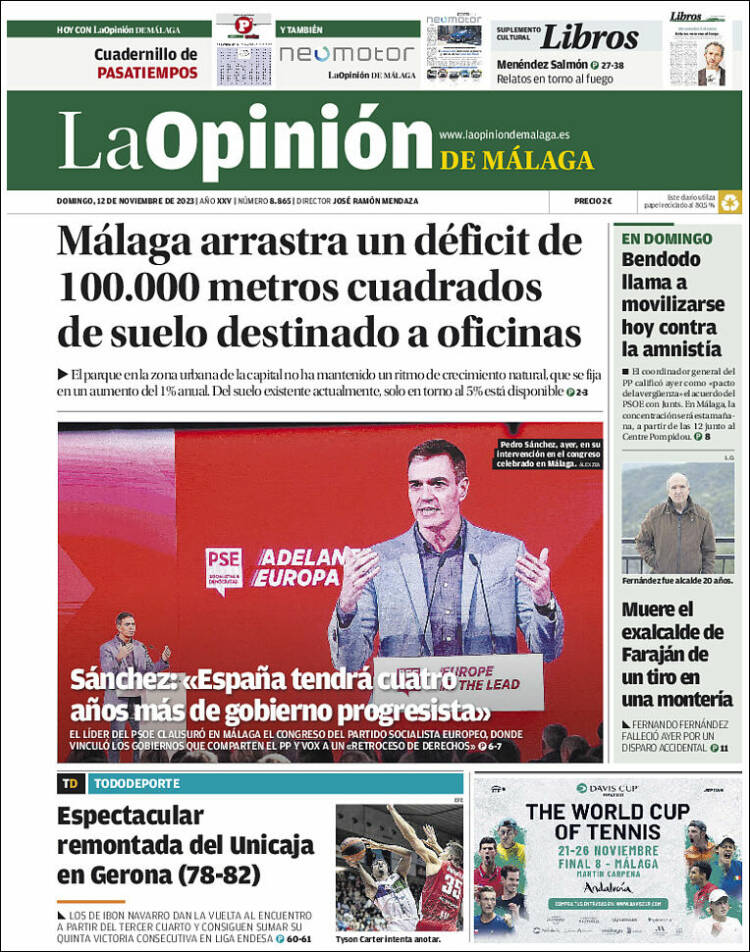 Portada de La Opinión de Málaga (España)