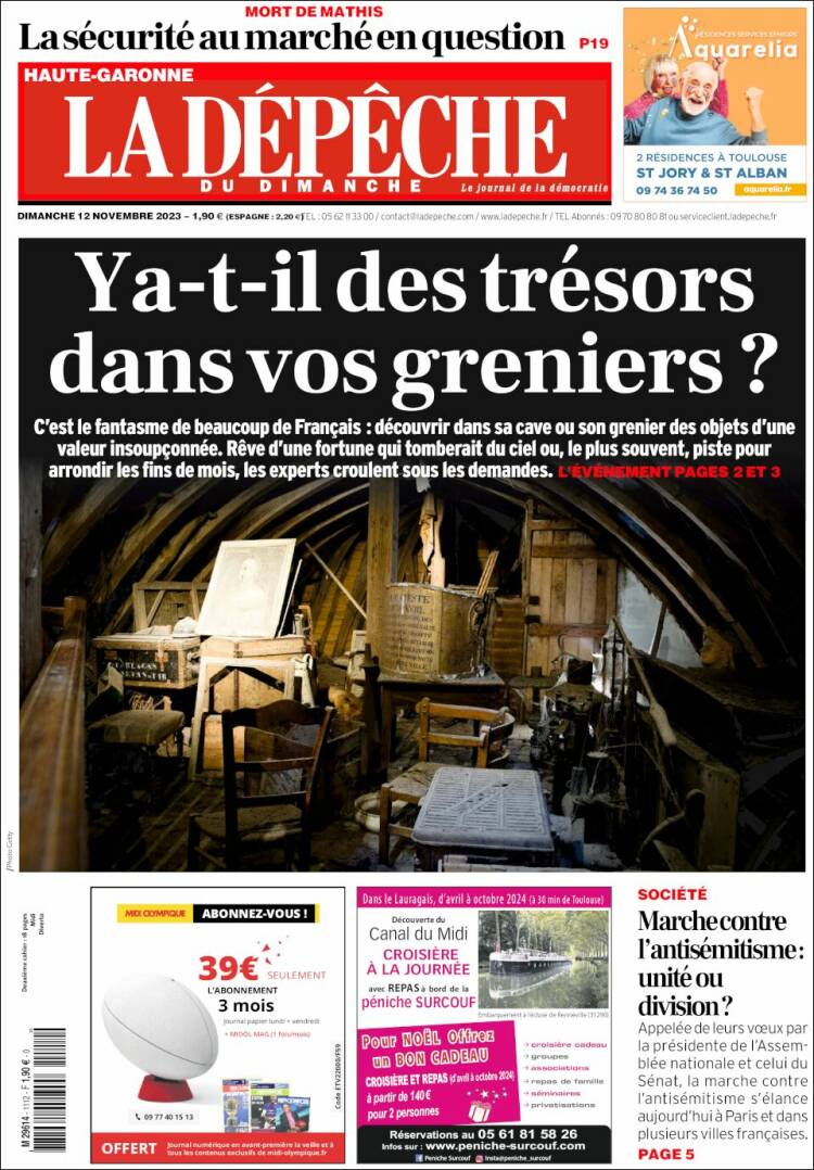 Portada de La Dépêche du Midi (Francia)