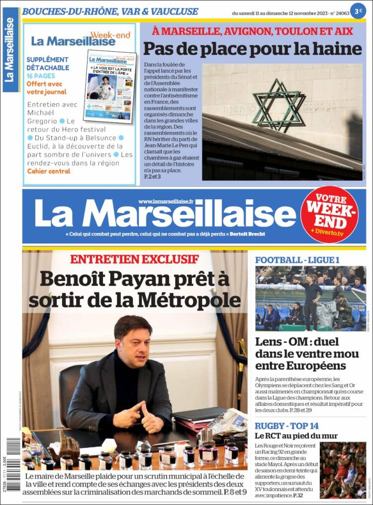 Portada de La Marseillaise (Francia)