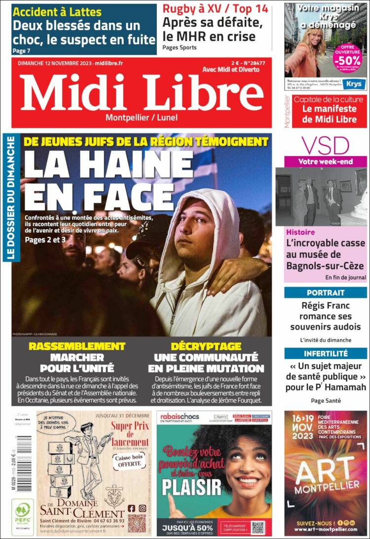Portada de Midi Libre (Francia)