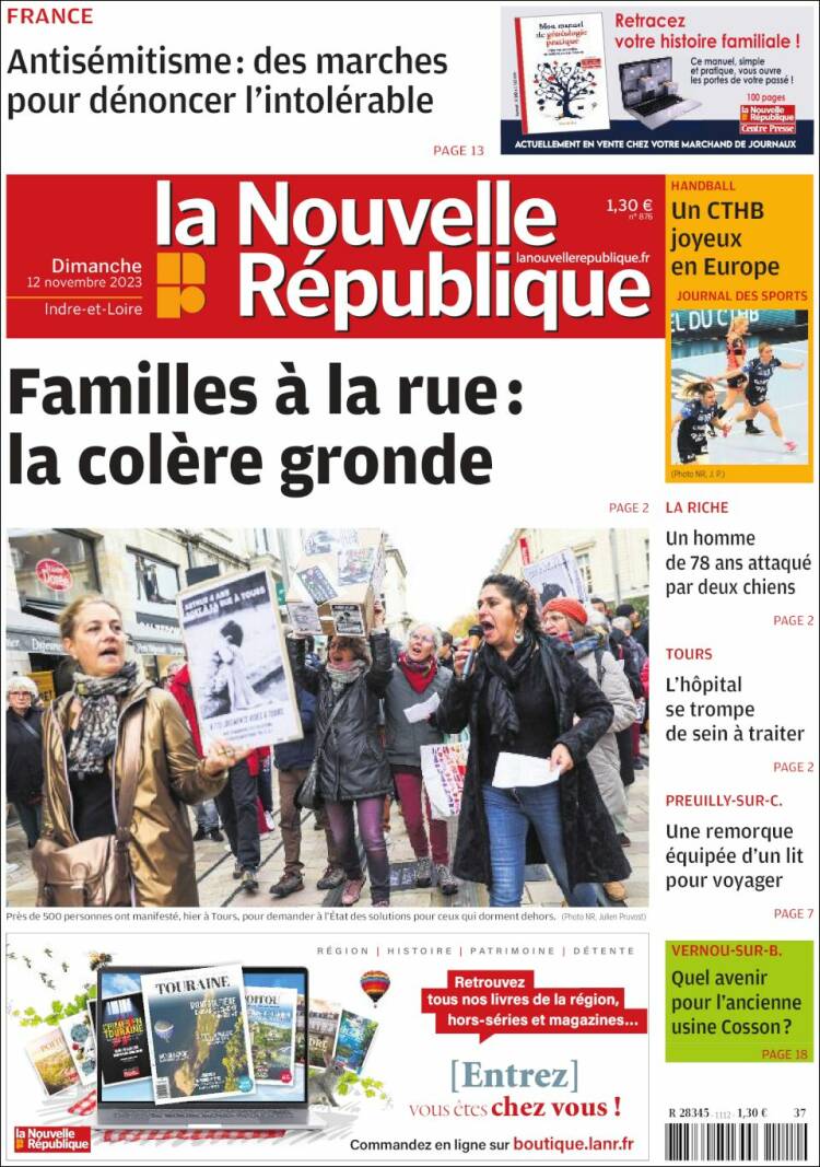 Portada de La Nouvelle Republique (Francia)