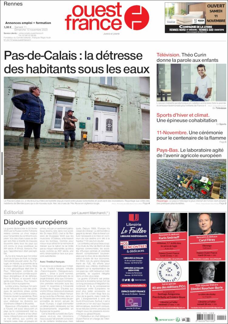 Portada de Ouest France (Francia)