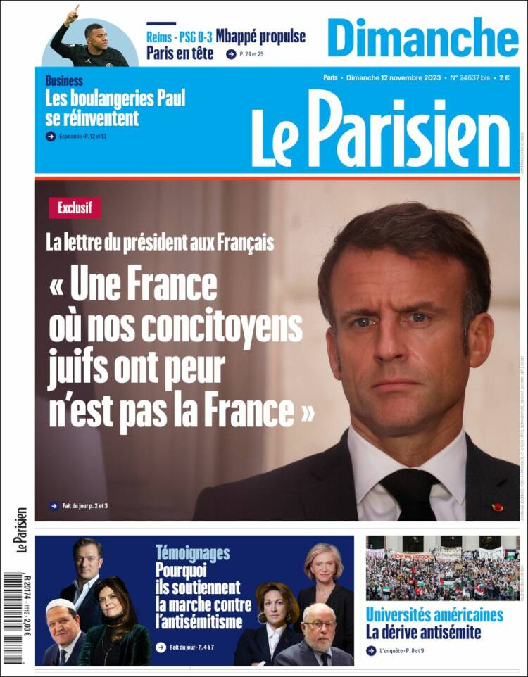 Portada de Le Parisien (Francia)