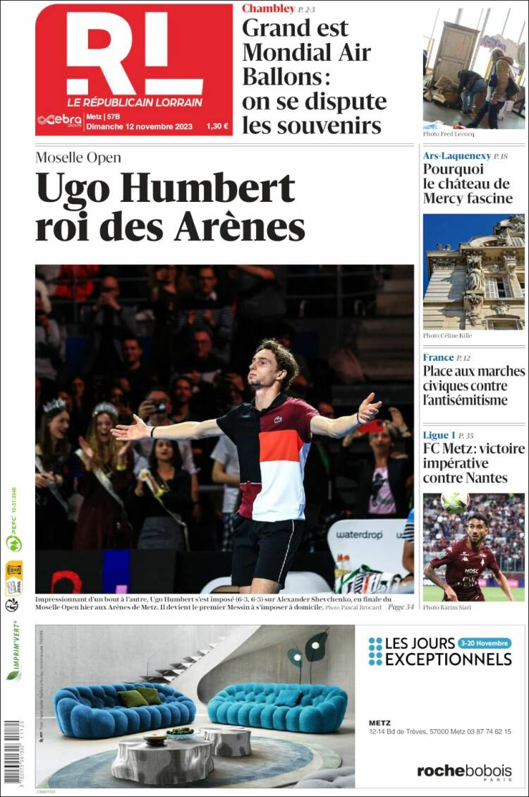 Portada de Le Republicain Lorrain (Francia)