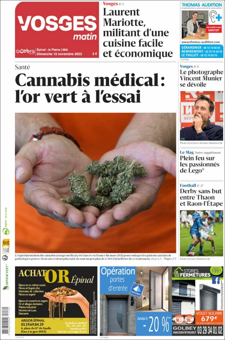 Portada de Vosges Matin (Francia)