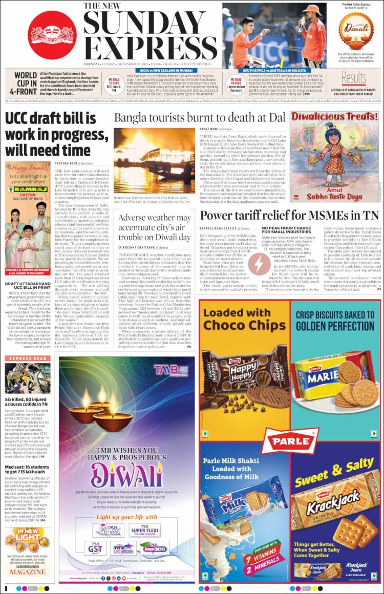 Portada de New Indian Express (India)