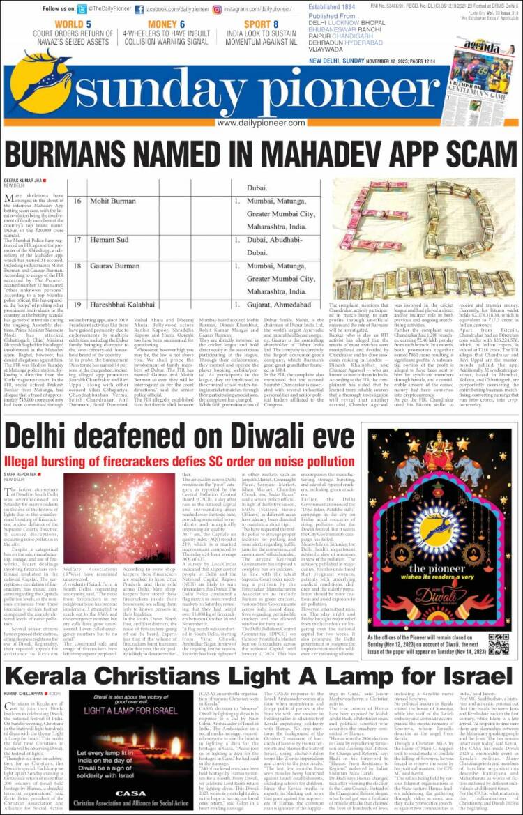 Portada de The Pioneer (India)