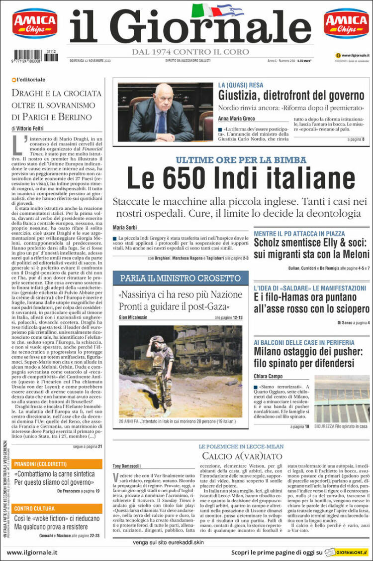 Portada de il Giornale (Italia)