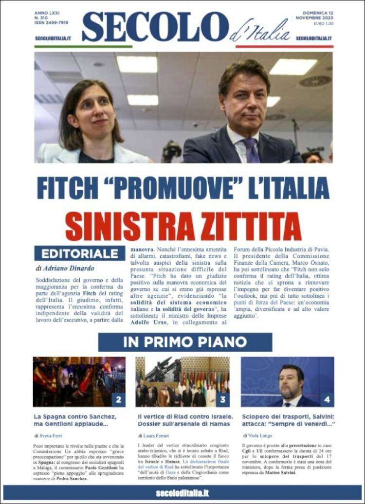 Portada de Secolo d'Italia (Italia)