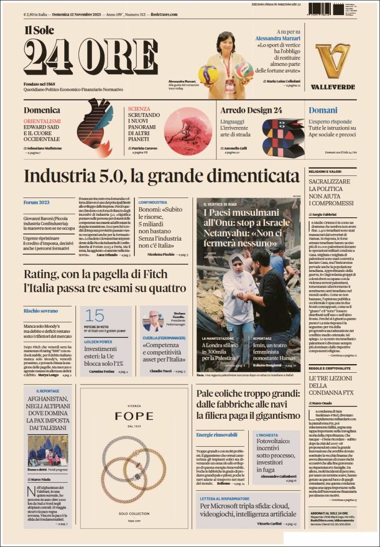 Portada de Il Sole 24 ORE (Italia)