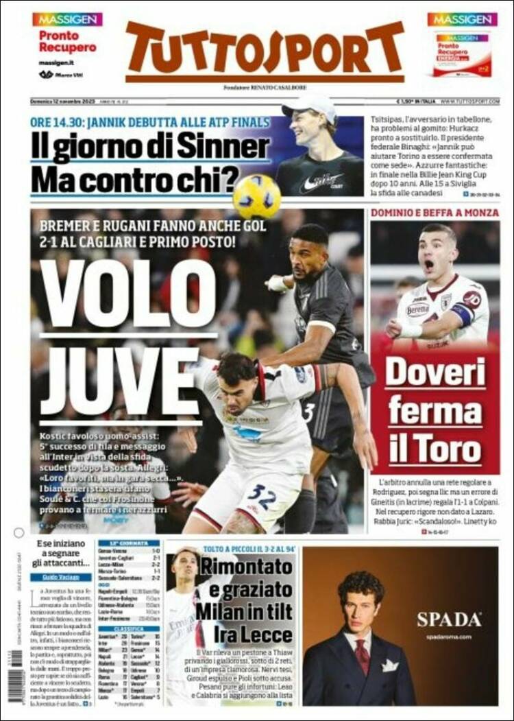 Portada de Tuttosport (Italia)
