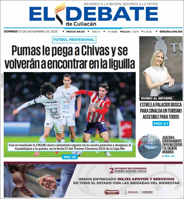 Portada de El Debate de Culiacán (México)