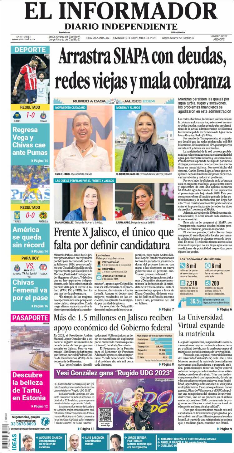 Portada de El Informador (México)