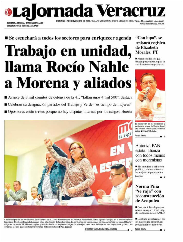 Portada de La Jornada Veracruz (México)