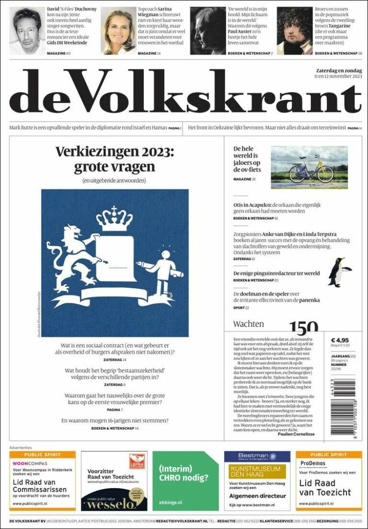 Portada de De Volkskrant (Pa&iacute;ses Bajos)