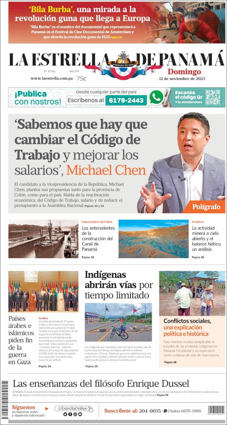 Portada de La Estrella de Panamá (Panam&aacute;)