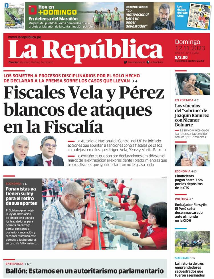Portada de La Republica (Per&uacute;)