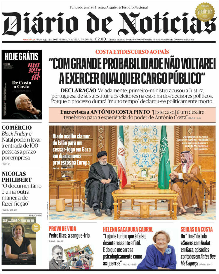 Portada de Diário de Noticias (Portugal)