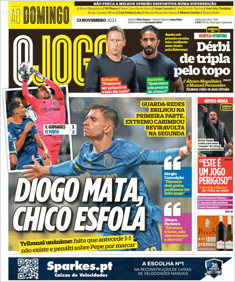 Portada de O Jogo (Portugal)