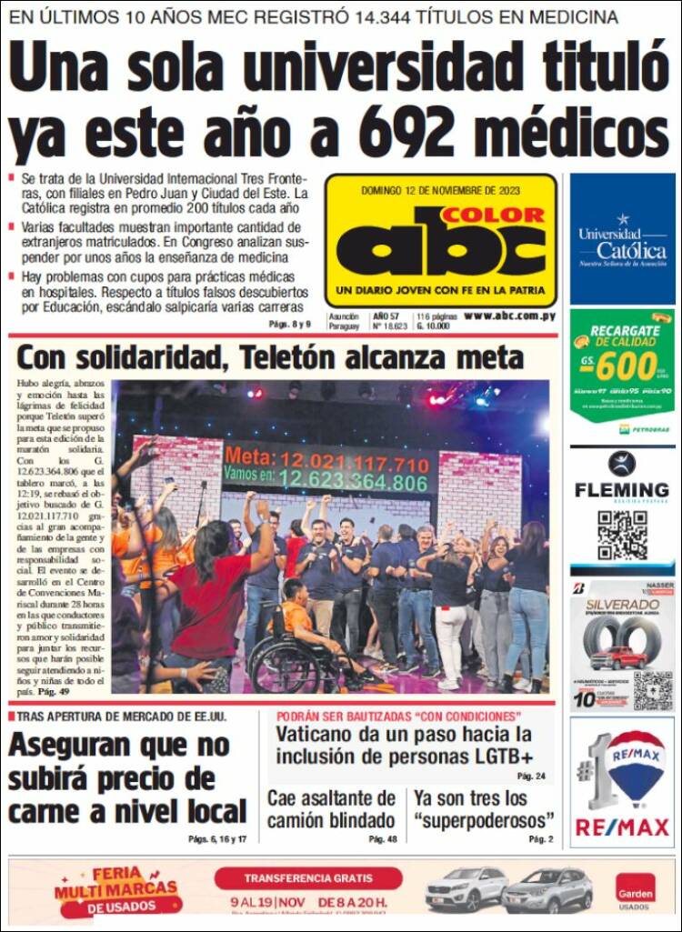 Portada de ABC Color (Paraguay)