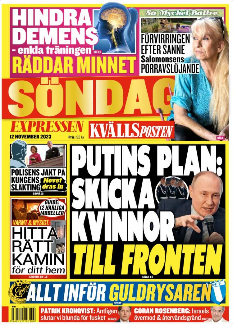 Portada de Kvällsposten (Suecia)