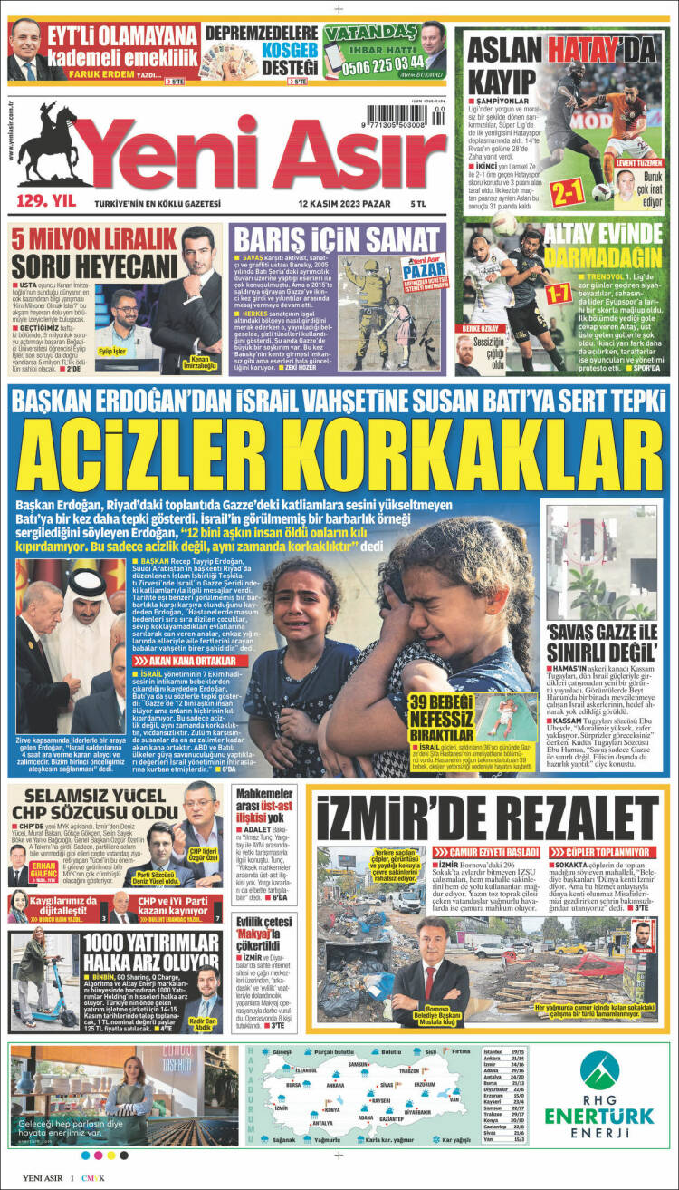 Portada de Yeni Asır (Turqu&iacute;a)
