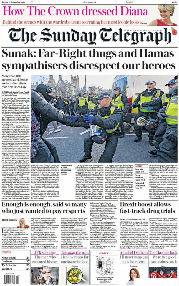 Portada de Daily Telegraph (Reino Unido)