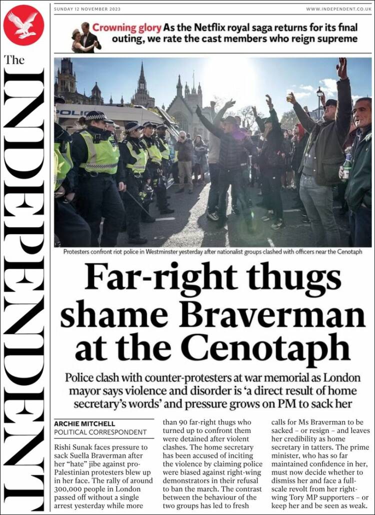 Portada de The Independent (Reino Unido)