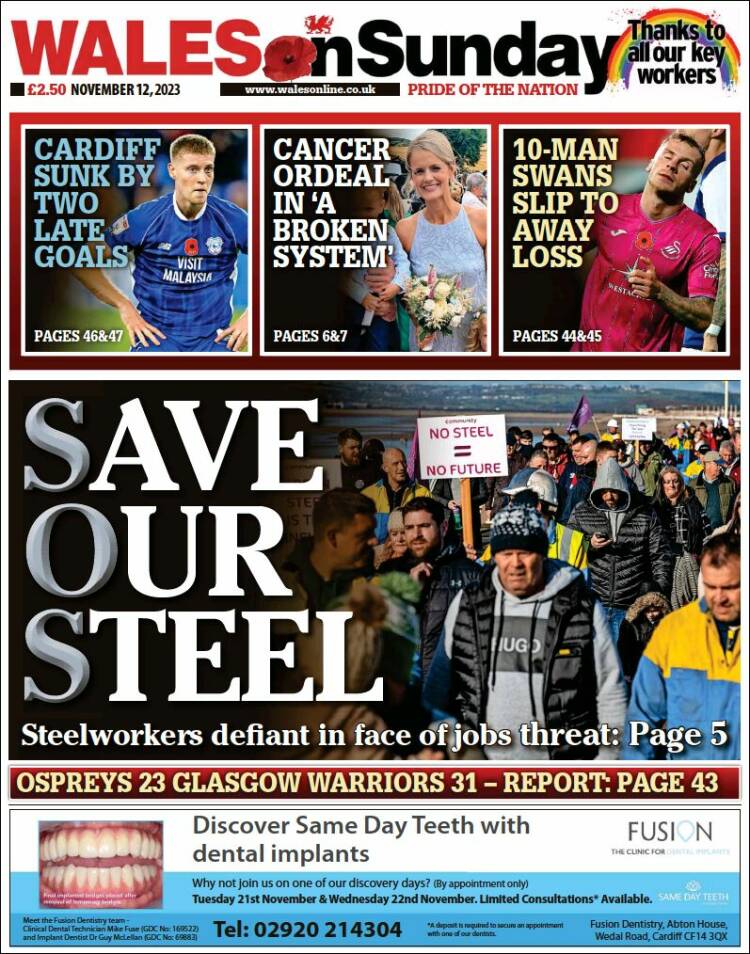 Portada de Western Mail (Reino Unido)