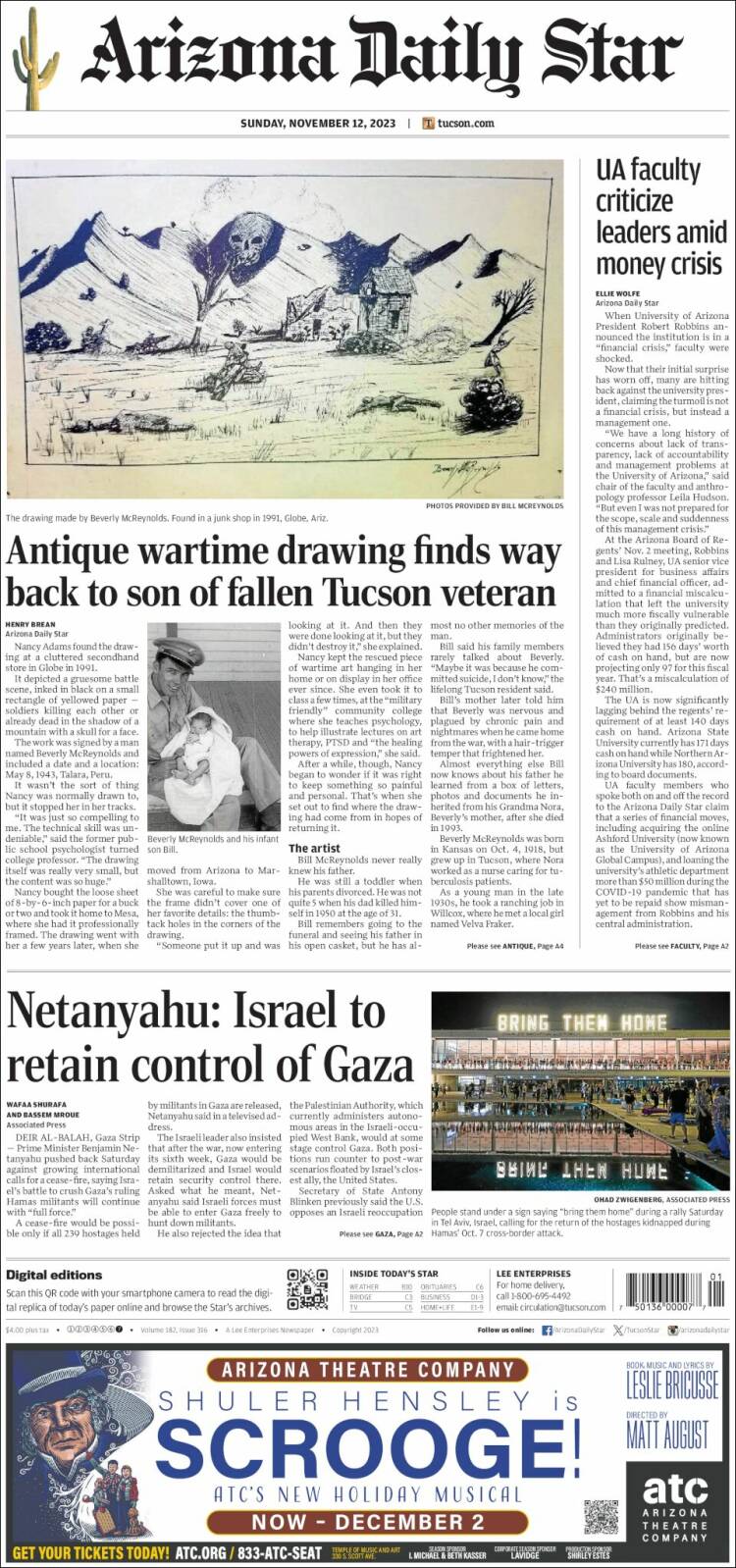 Portada de Arizona Daily Star (USA)