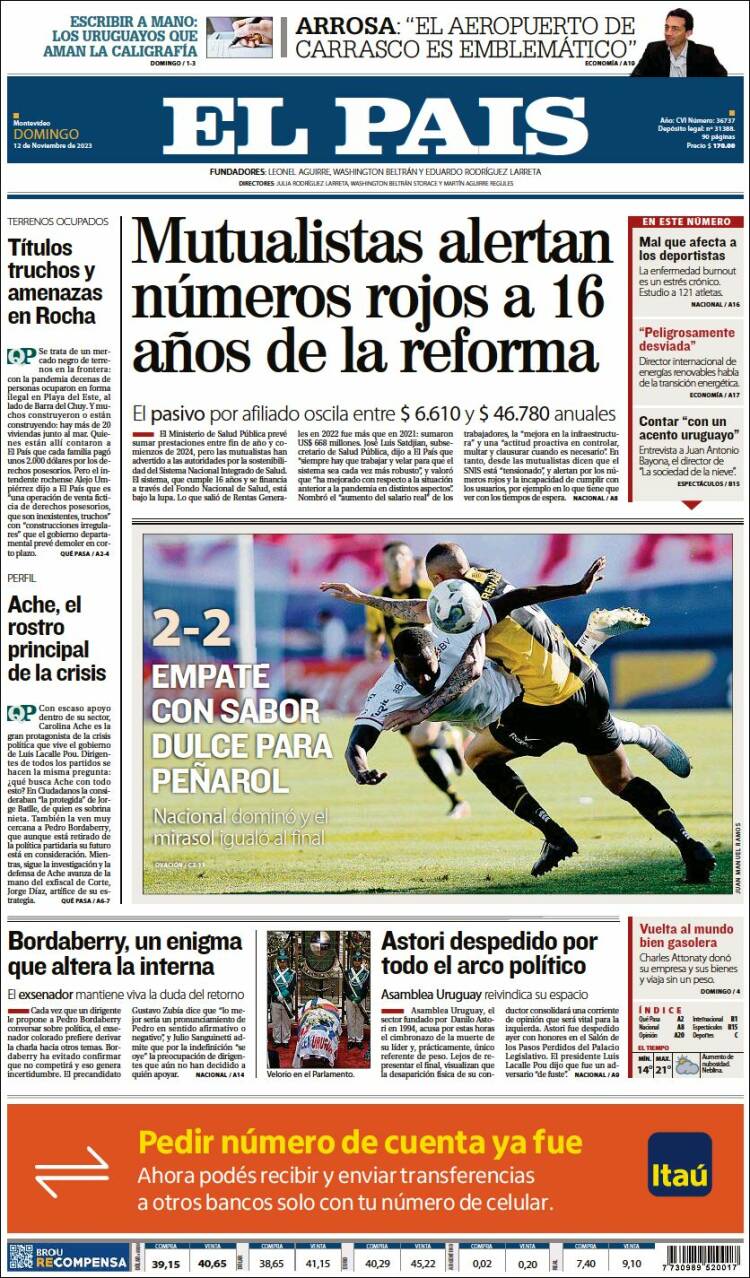 Portada de El País (Uruguay)