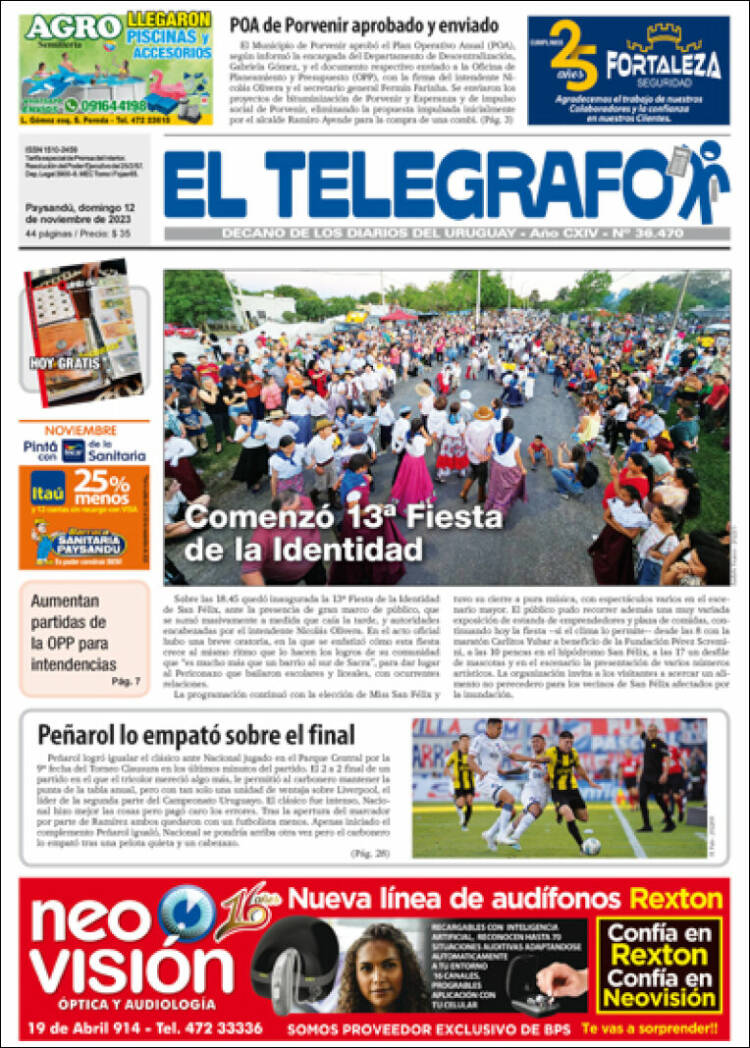 Portada de El Telégrafo (Uruguay)