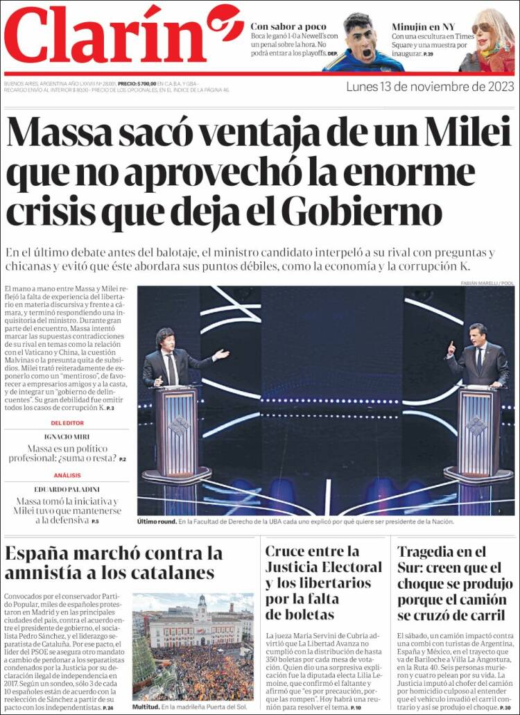 Portada de Clarín (Argentina)
