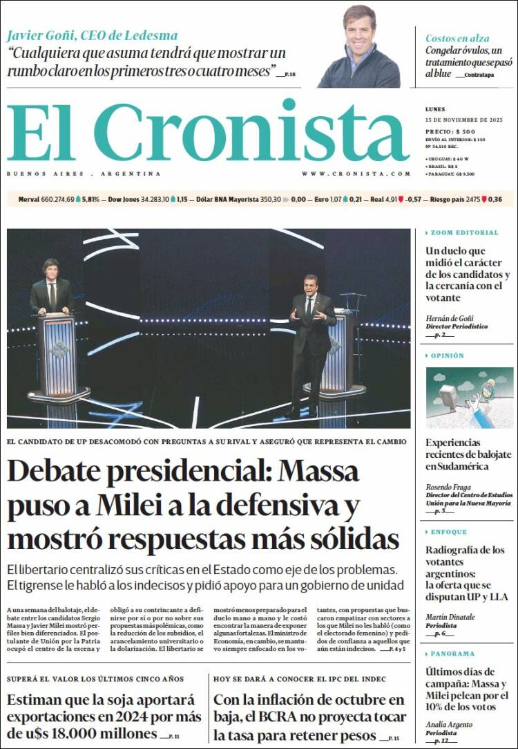 Portada de El Cronista Comercial (Argentina)