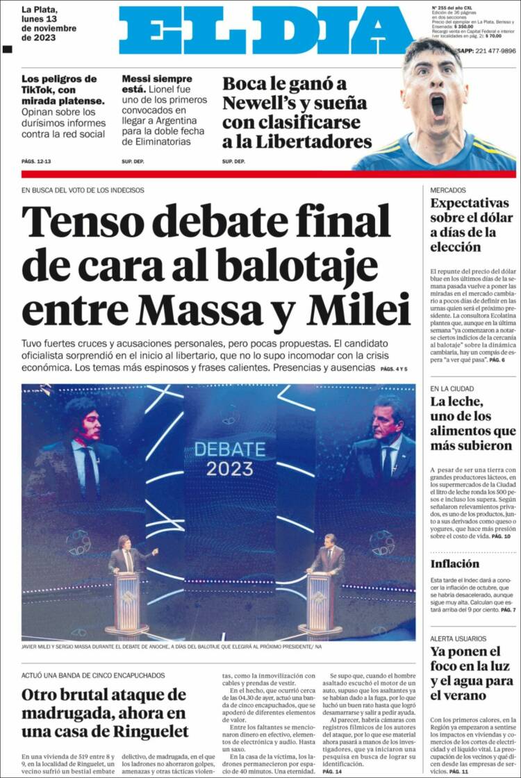Portada de El Día de la Plata (Argentina)