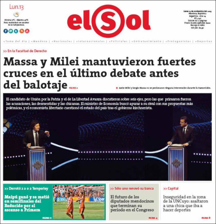 Portada de El Sol Diario (Argentina)